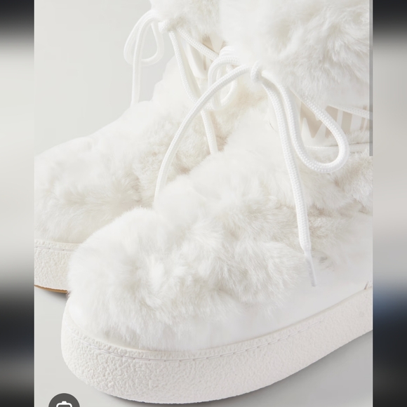 Moon Boot LTrack Faux Fur Boots Moon Boots L Track White Fur Winter Snow Boot - Picture 4 of 16